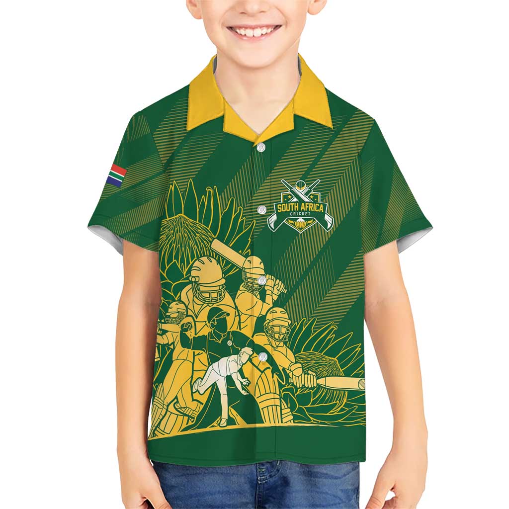South Africa Cricket Champion Custom Kid Hawaiian Shirt Proteas Rock The World - Wonder Print Shop