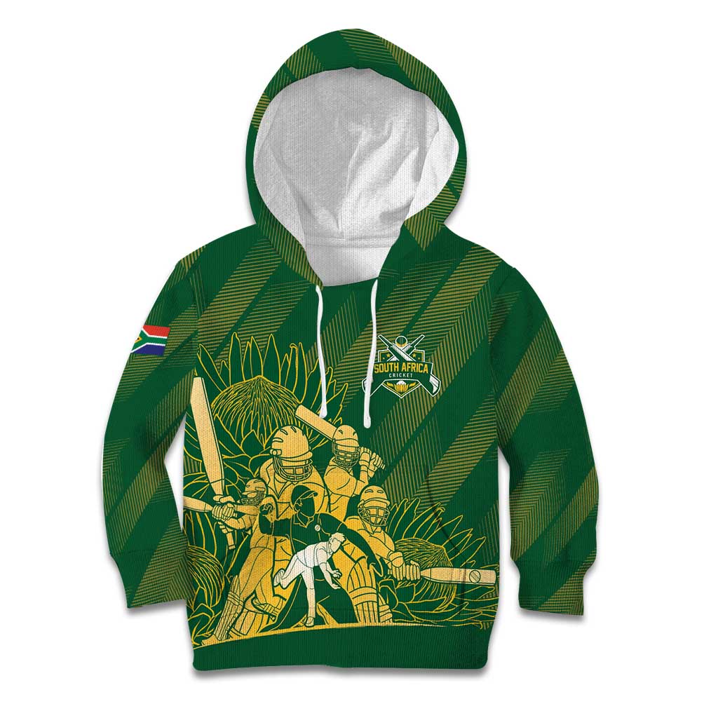 South Africa Cricket Champion Custom Kid Hoodie Proteas Rock The World - Wonder Print Shop
