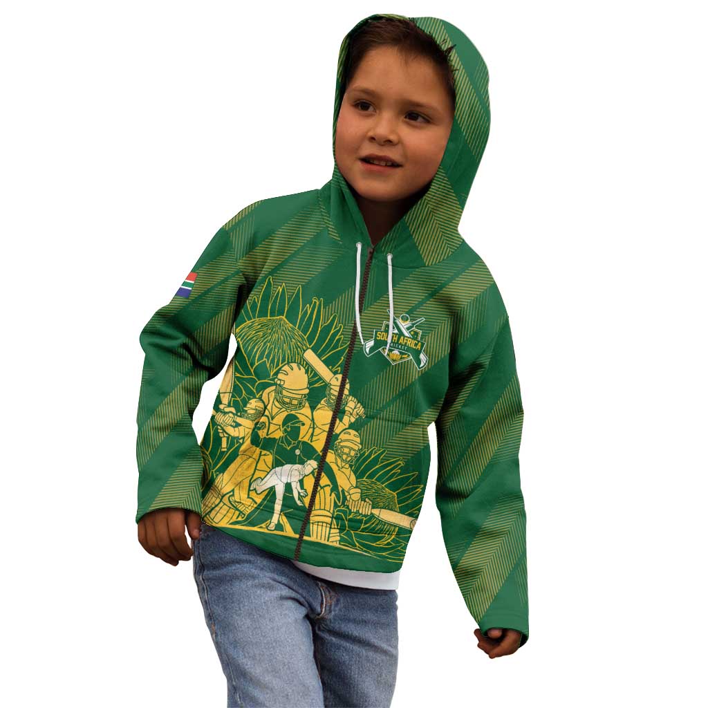 South Africa Cricket Champion Custom Kid Hoodie Proteas Rock The World - Wonder Print Shop