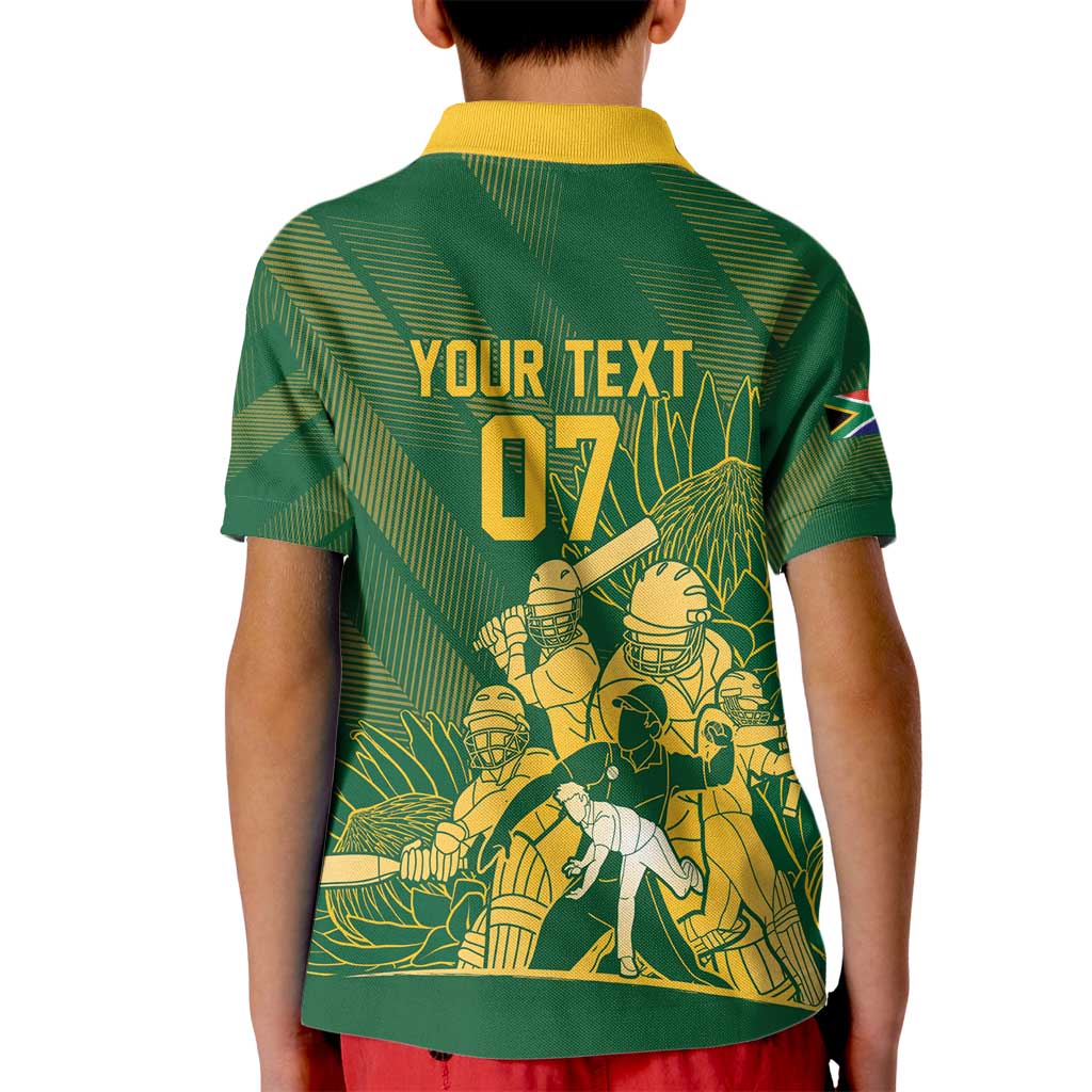 South Africa Cricket Champion Custom Kid Polo Shirt Proteas Rock The World - Wonder Print Shop