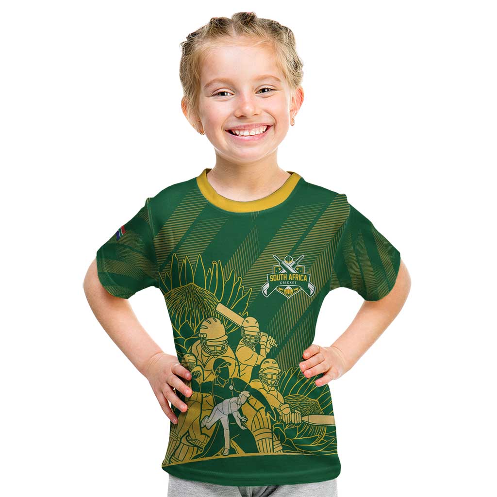 South Africa Cricket Champion Custom Kid T Shirt Proteas Rock The World - Wonder Print Shop