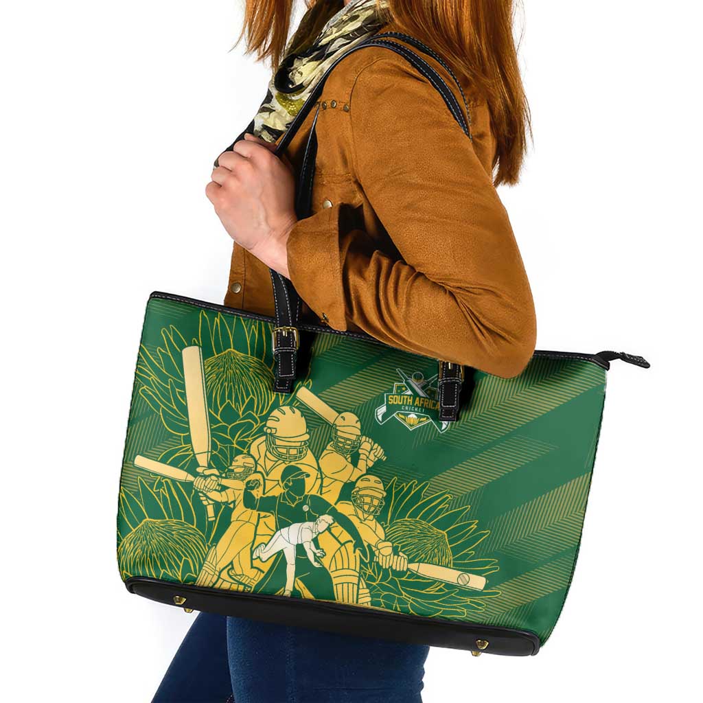 South Africa Cricket Champion Leather Tote Bag Proteas Rock The World - Wonder Print Shop