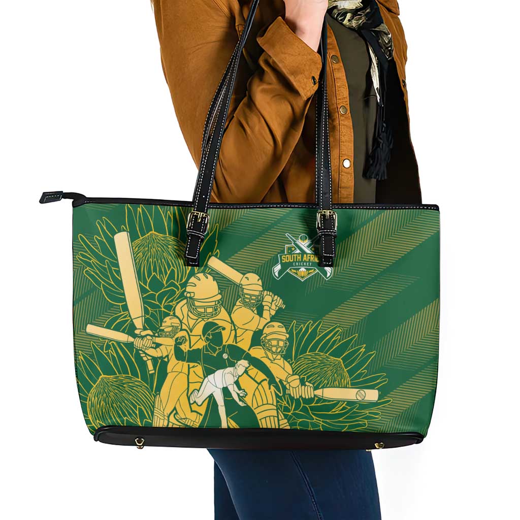 South Africa Cricket Champion Leather Tote Bag Proteas Rock The World - Wonder Print Shop