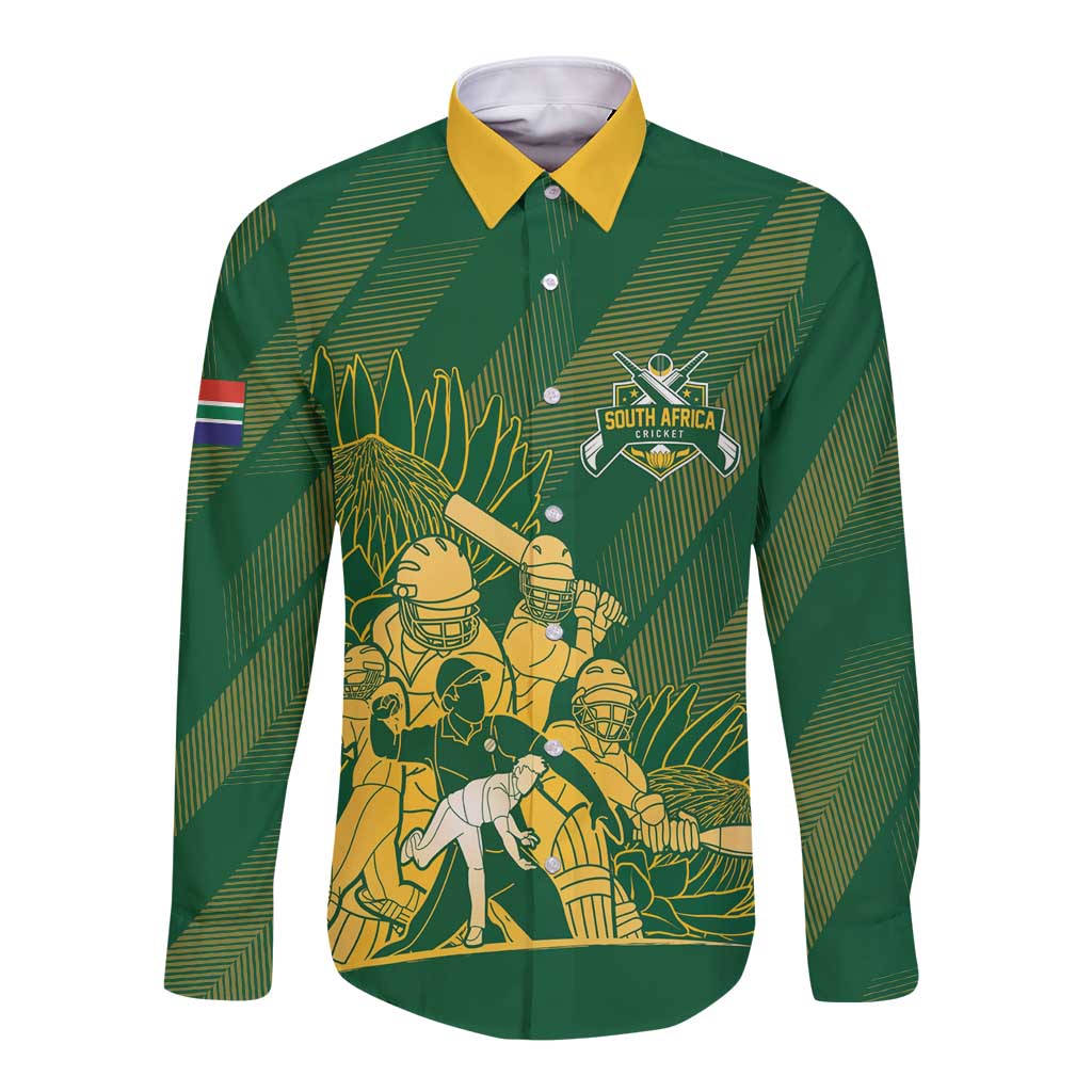 South Africa Cricket Champion Custom Long Sleeve Button Shirt Proteas Rock The World - Wonder Print Shop