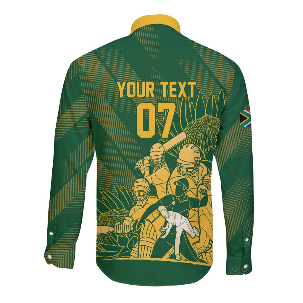 South Africa Cricket Champion Custom Long Sleeve Button Shirt Proteas Rock The World - Wonder Print Shop