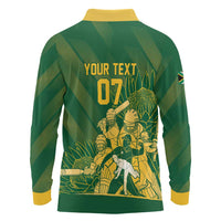 South Africa Cricket Champion Custom Long Sleeve Polo Shirt Proteas Rock The World - Wonder Print Shop