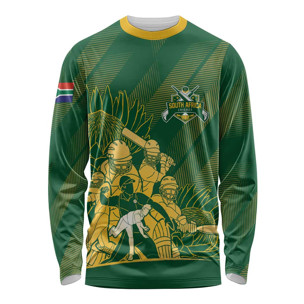 South Africa Cricket Champion Custom Long Sleeve Shirt Proteas Rock The World - Wonder Print Shop