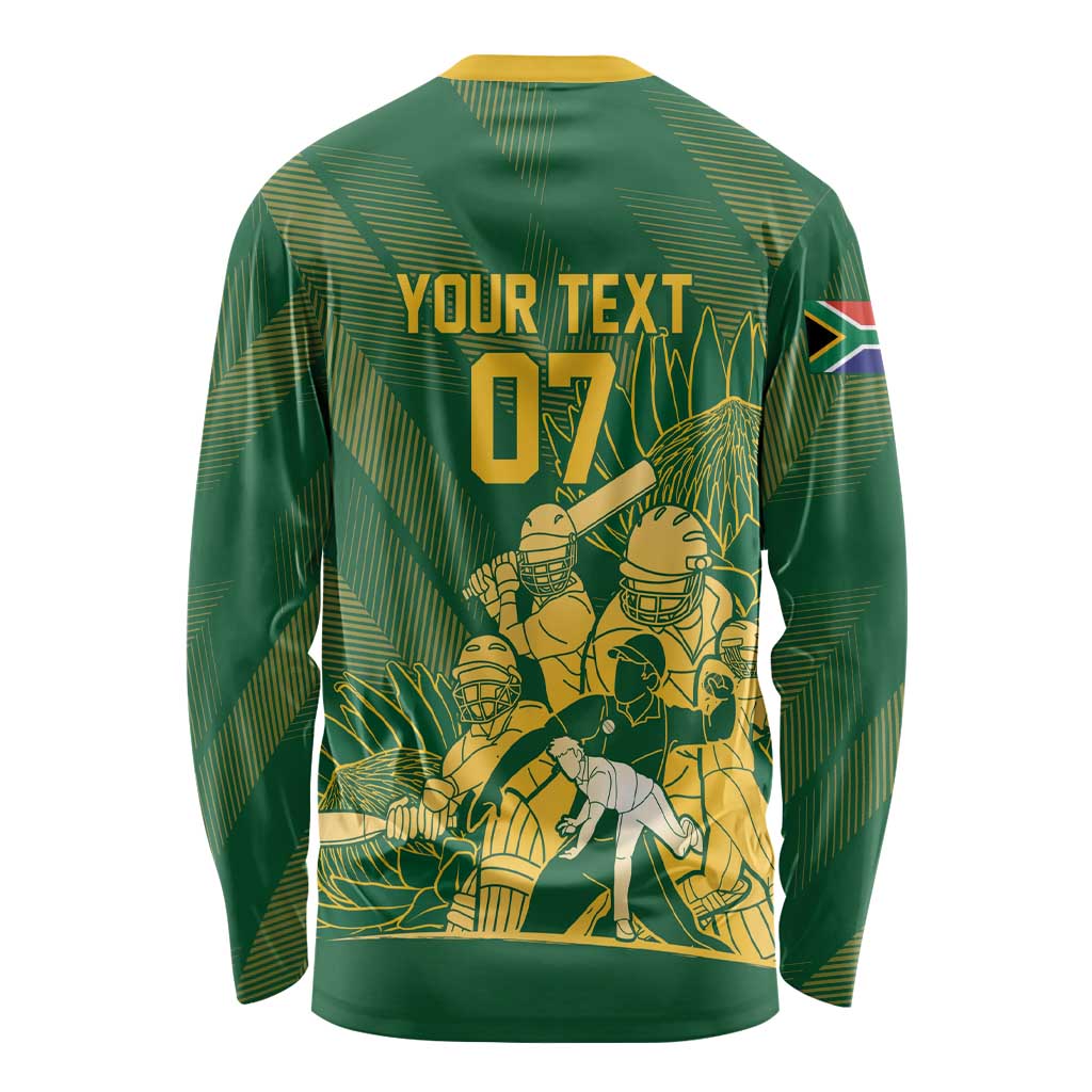 South Africa Cricket Champion Custom Long Sleeve Shirt Proteas Rock The World - Wonder Print Shop