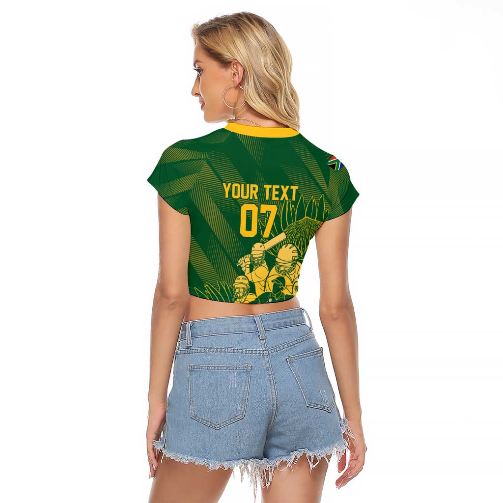 South Africa Cricket Champion Custom Raglan Cropped T Shirt Proteas Rock The World - Wonder Print Shop
