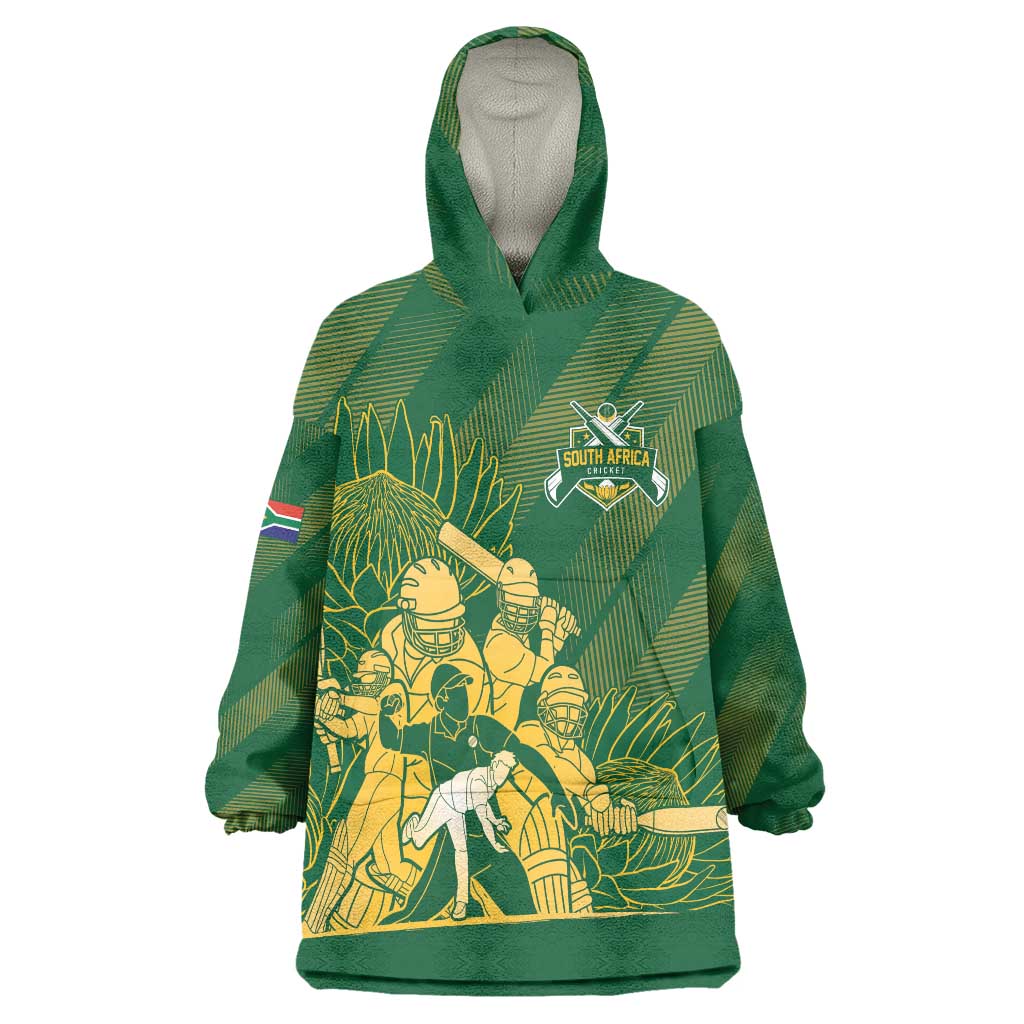 South Africa Cricket Champion Custom Wearable Blanket Hoodie Proteas Rock The World - Wonder Print Shop
