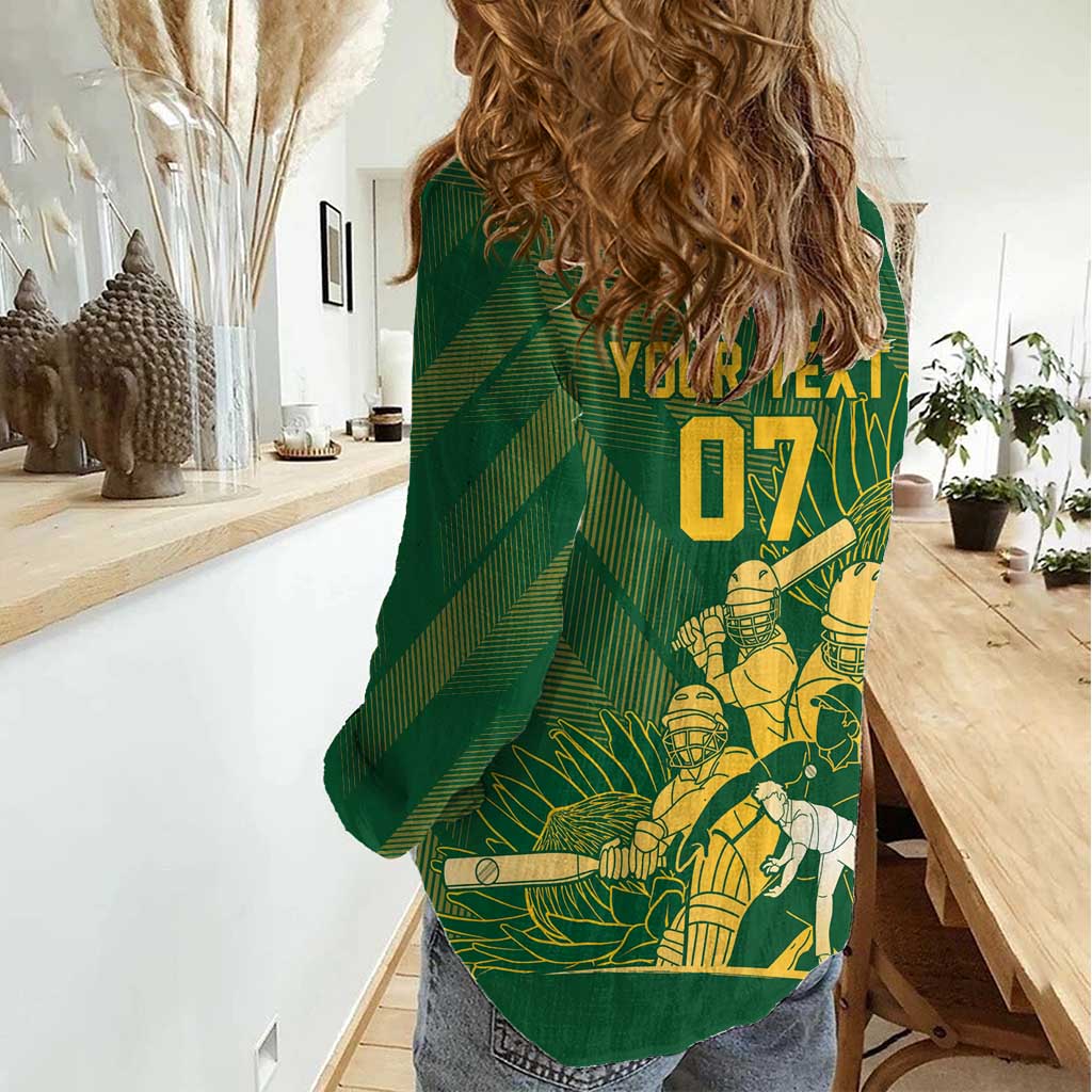 South Africa Cricket Champion Custom Women Casual Shirt Proteas Rock The World - Wonder Print Shop