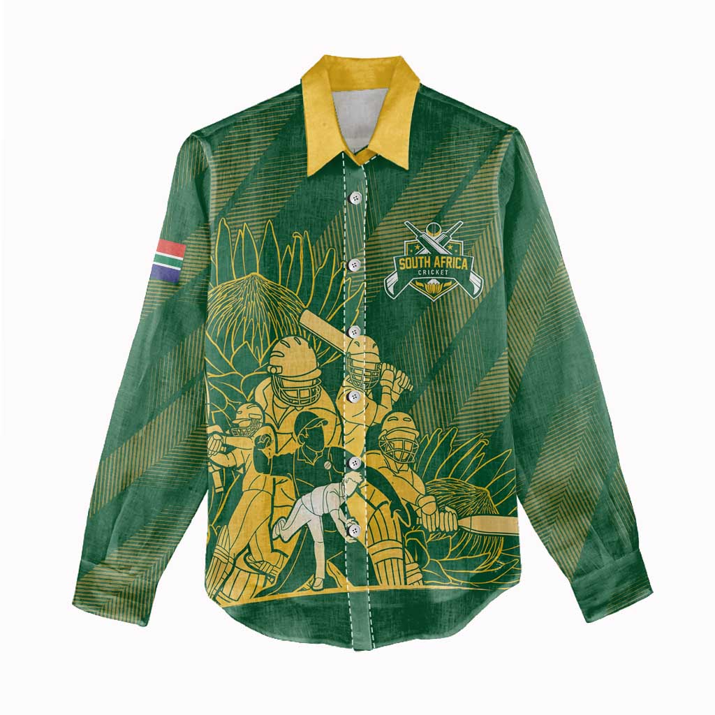 South Africa Cricket Champion Custom Women Casual Shirt Proteas Rock The World - Wonder Print Shop