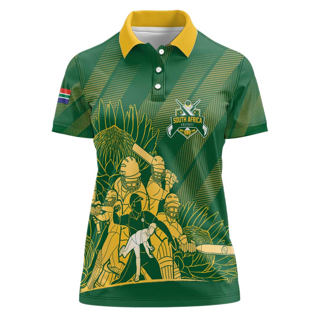 South Africa Cricket Champion Custom Women Polo Shirt Proteas Rock The World - Wonder Print Shop