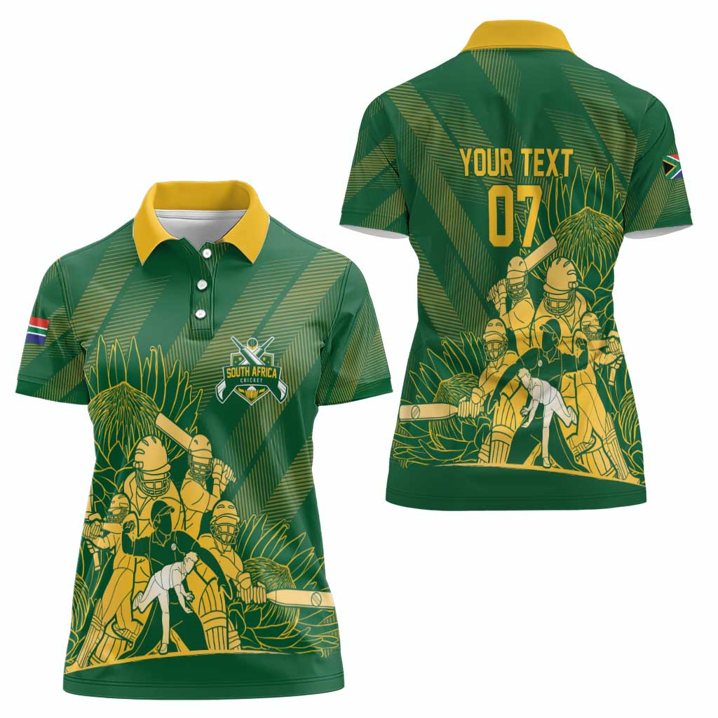 South Africa Cricket Champion Custom Women Polo Shirt Proteas Rock The World - Wonder Print Shop