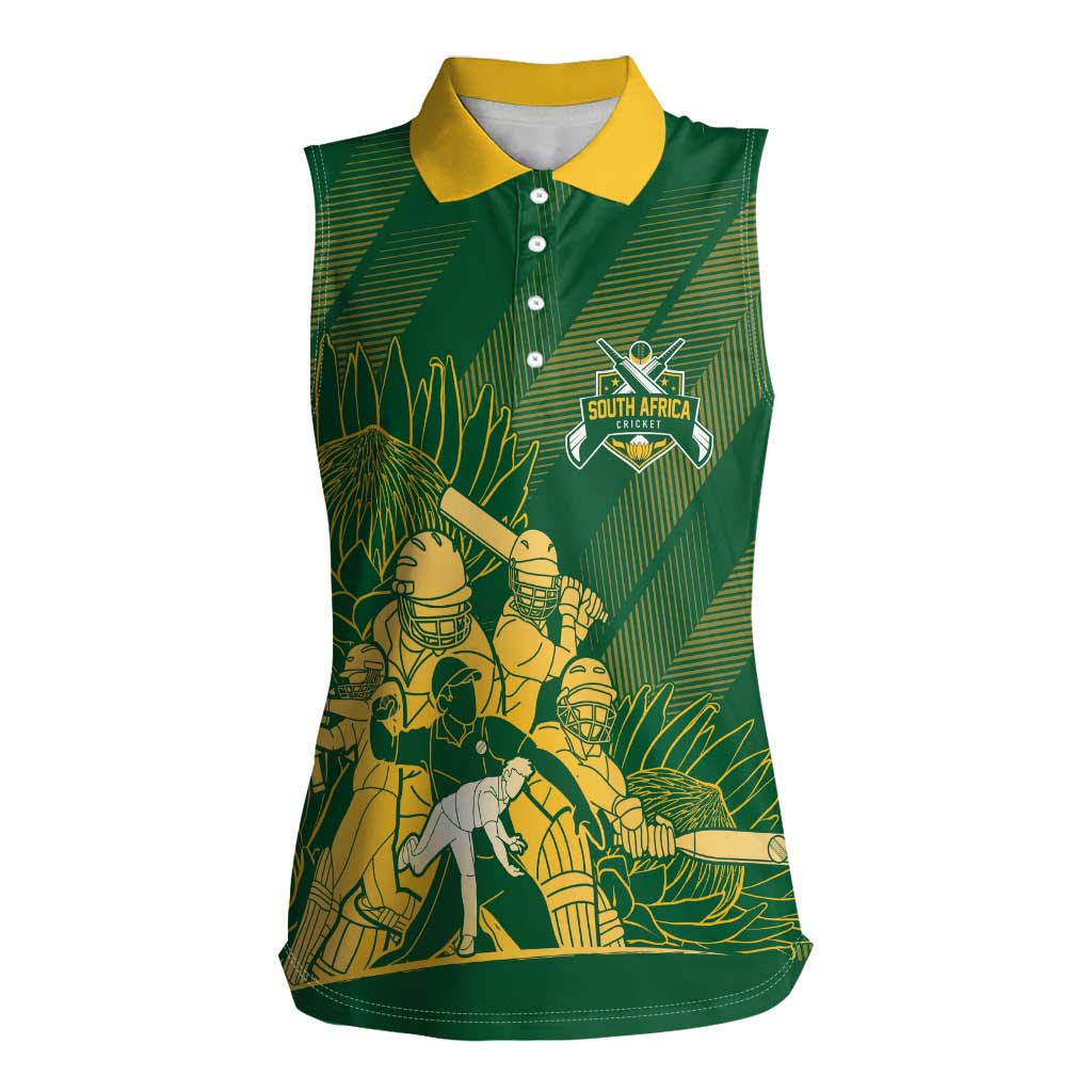 South Africa Cricket Champion Custom Women Sleeveless Polo Shirt Proteas Rock The World - Wonder Print Shop