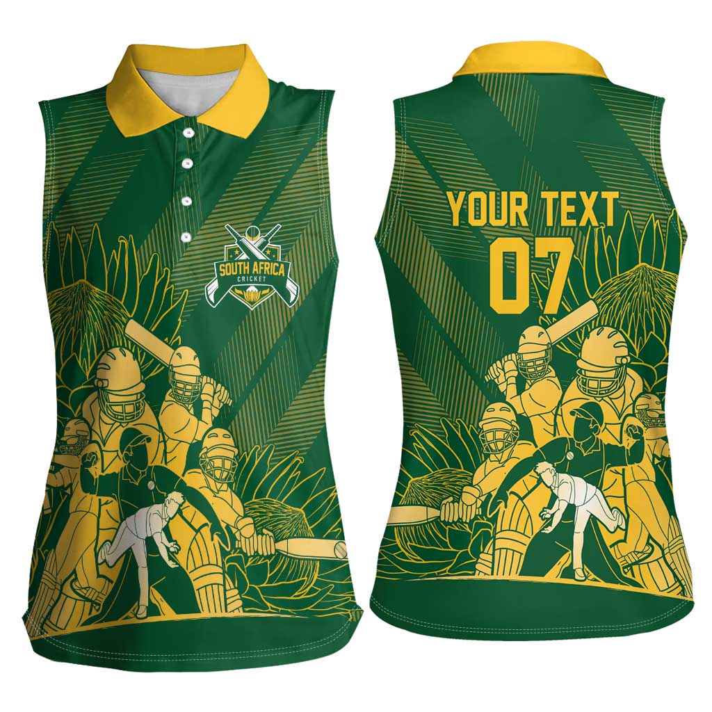 South Africa Cricket Champion Custom Women Sleeveless Polo Shirt Proteas Rock The World - Wonder Print Shop