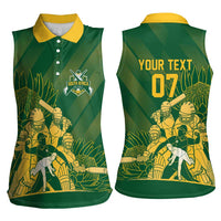 South Africa Cricket Champion Custom Women Sleeveless Polo Shirt Proteas Rock The World - Wonder Print Shop