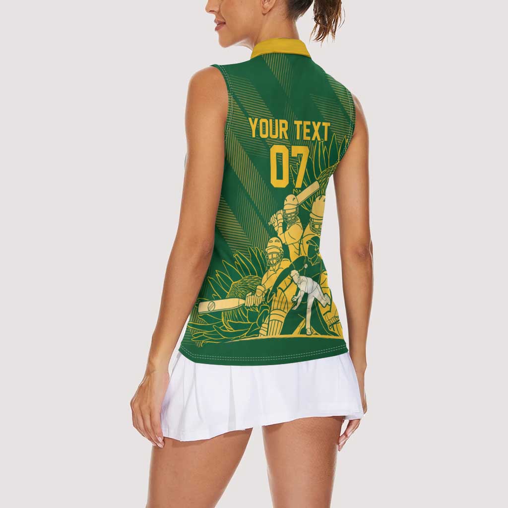 South Africa Cricket Champion Custom Women Sleeveless Polo Shirt Proteas Rock The World - Wonder Print Shop