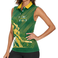 South Africa Cricket Champion Custom Women Sleeveless Polo Shirt Proteas Rock The World - Wonder Print Shop