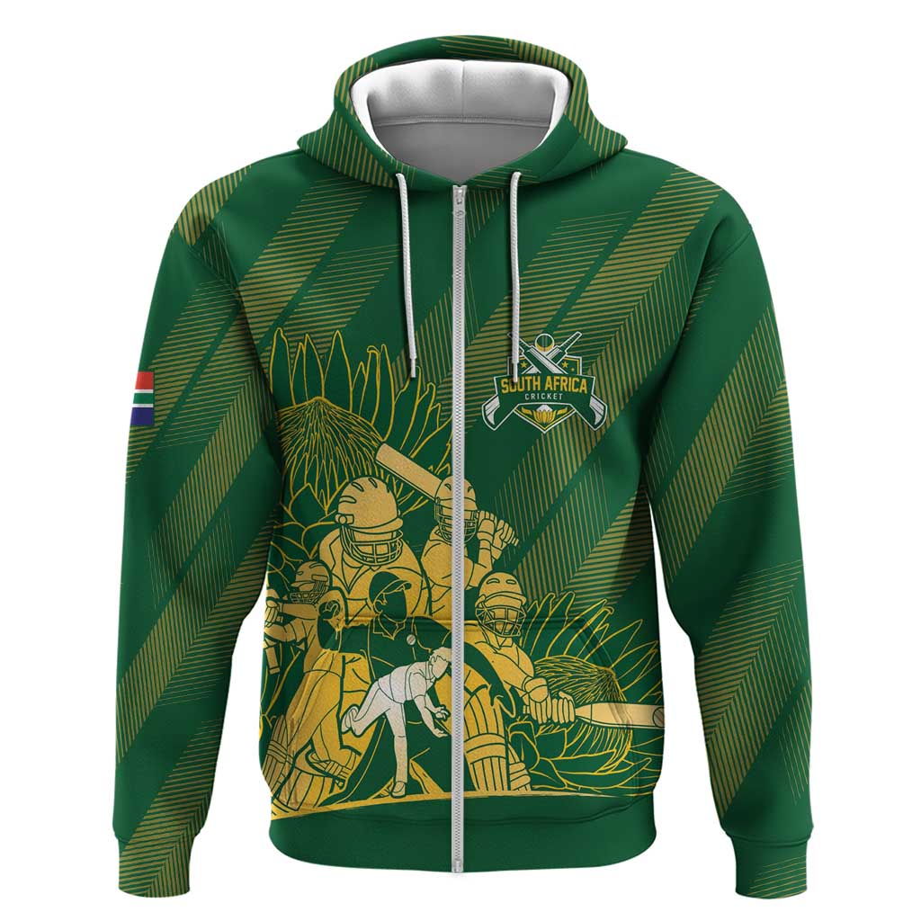 South Africa Cricket Champion Custom Zip Hoodie Proteas Rock The World - Wonder Print Shop