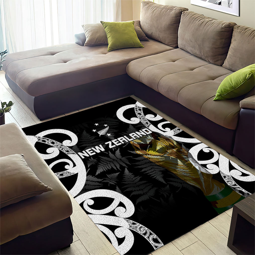 New Zealand WC2026 Black Area Rug Silver Fern