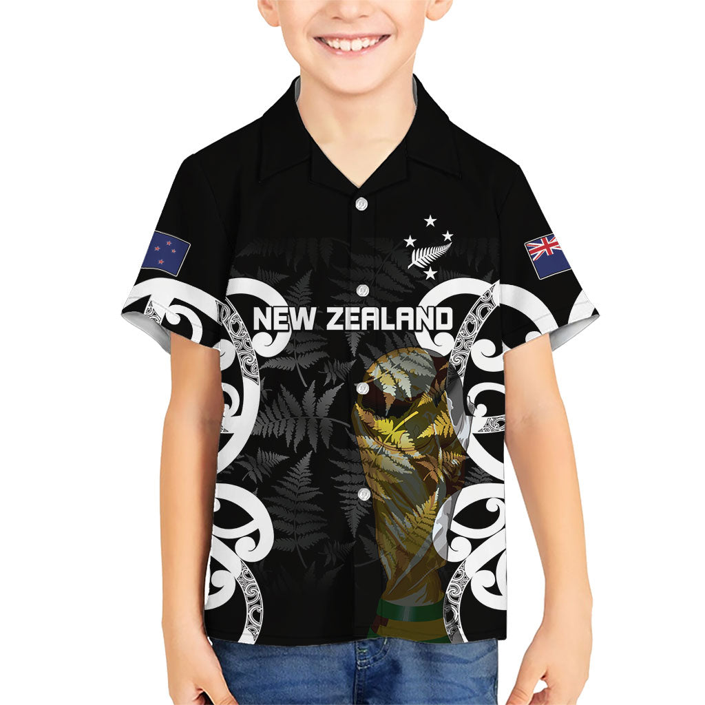 New Zealand WC2026 Custom Black Kid Hawaiian Shirt Silver Fern