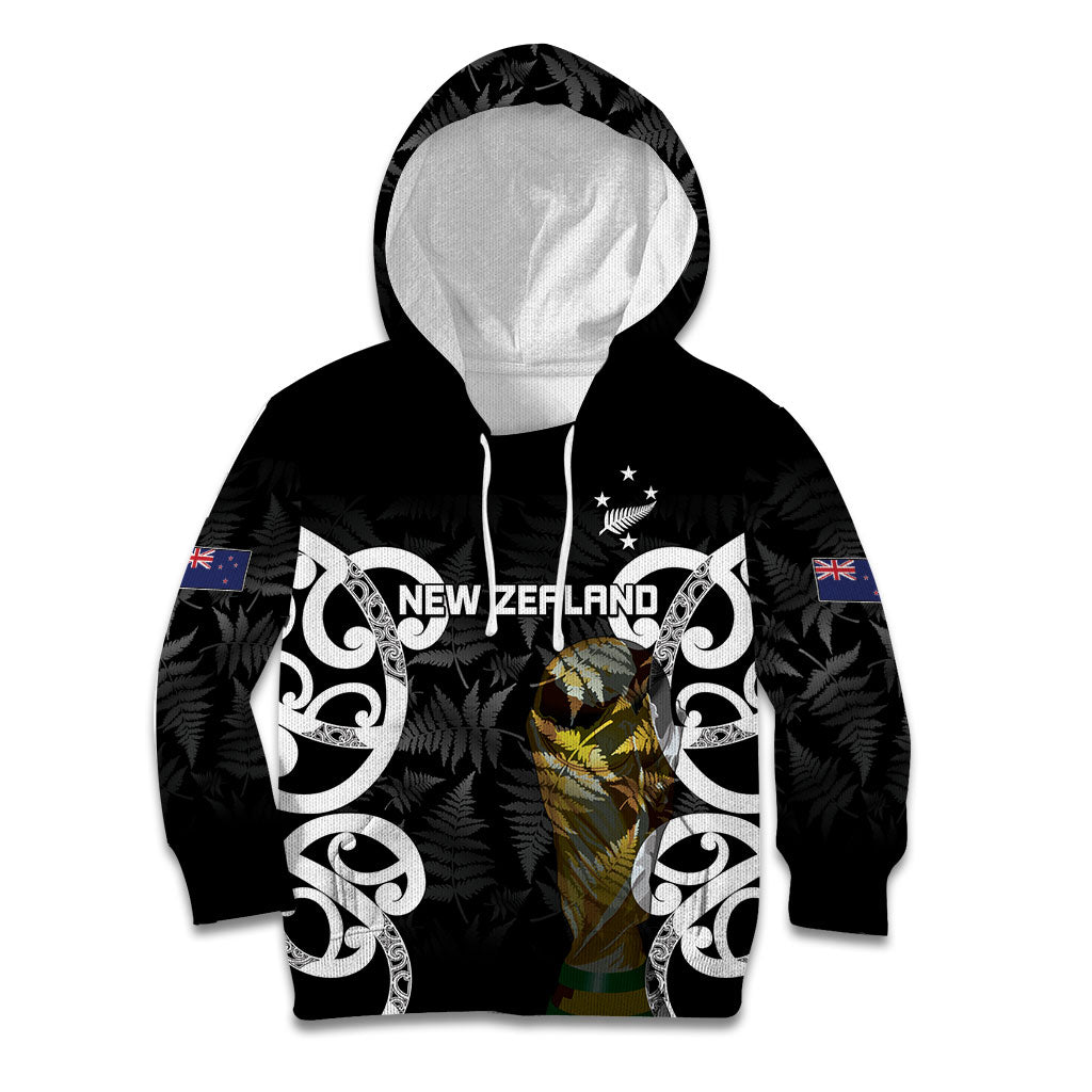 New Zealand WC2026 Custom Black Kid Hoodie Silver Fern