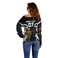 New Zealand WC2026 Custom Black Off Shoulder Sweater Silver Fern