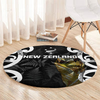 New Zealand WC2026 Black Round Carpet Silver Fern