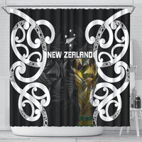 New Zealand WC2026 Black Shower Curtain Silver Fern