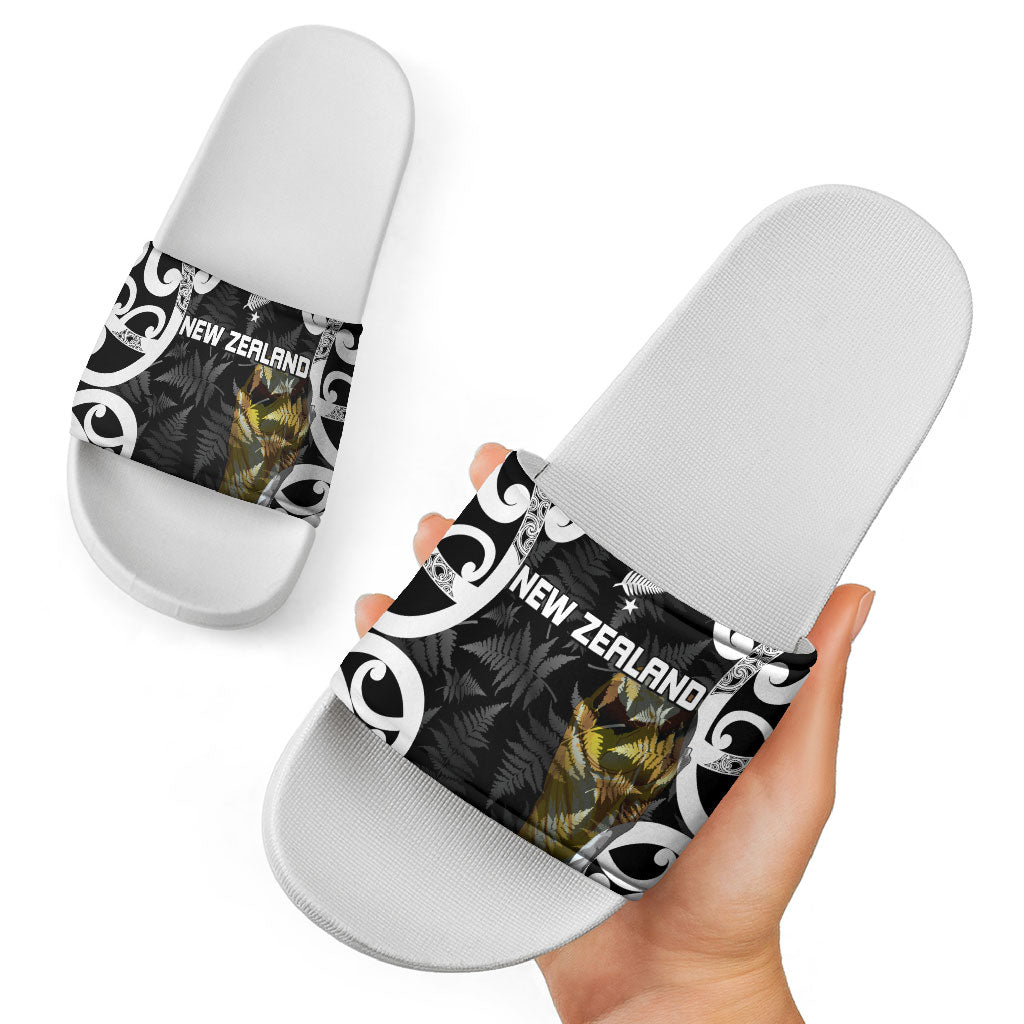 New Zealand WC2026 Black Slide Sandals Silver Fern