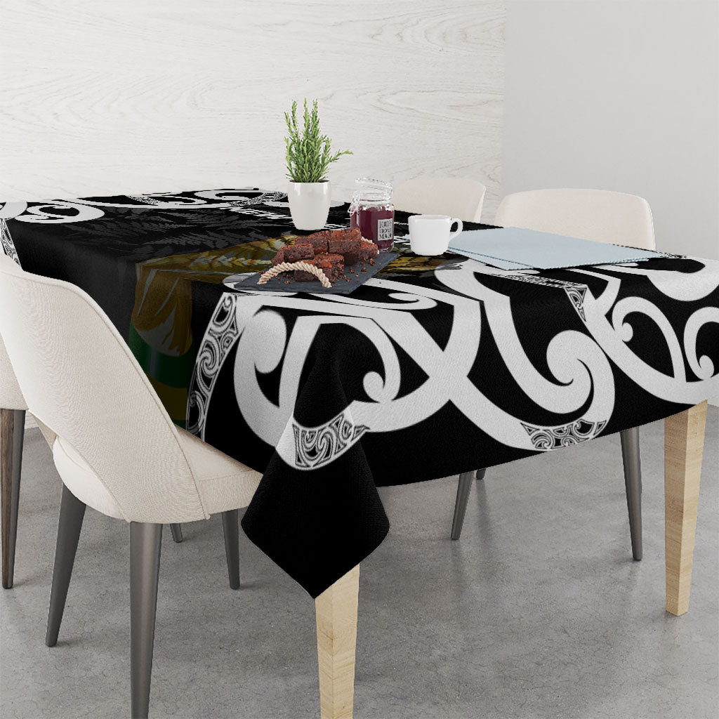 New Zealand WC2026 Black Tablecloth Silver Fern