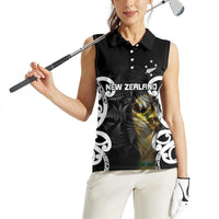 New Zealand WC2026 Custom Black Women Sleeveless Polo Shirt Silver Fern