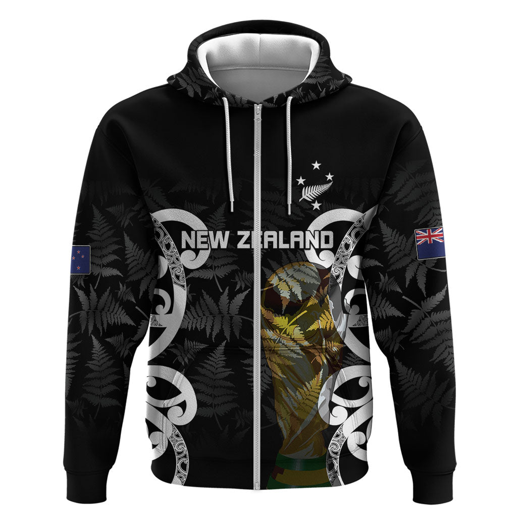 New Zealand WC2026 Custom Black Zip Hoodie Silver Fern