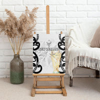 New Zealand WC2026 White Canvas Wall Art Silver Fern
