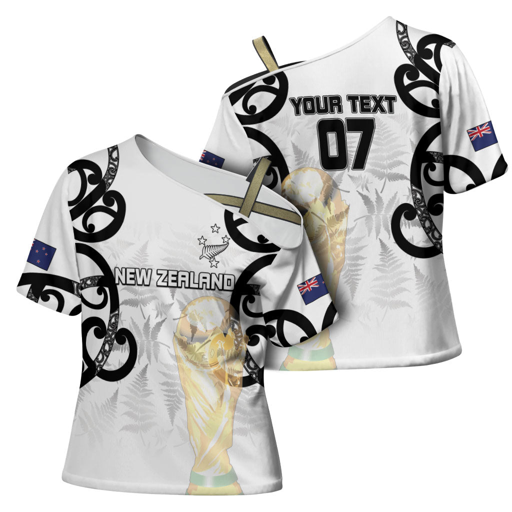 New Zealand WC2026 Custom White Cross Shoulder Shirt Silver Fern