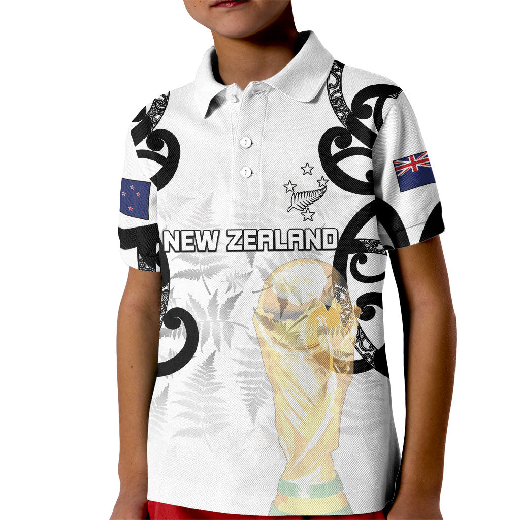 New Zealand WC2026 Custom White Kid Polo Shirt Silver Fern