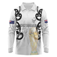 New Zealand WC2026 Custom White Long Sleeve Polo Shirt Silver Fern