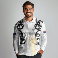 New Zealand WC2026 Custom White Long Sleeve Polo Shirt Silver Fern