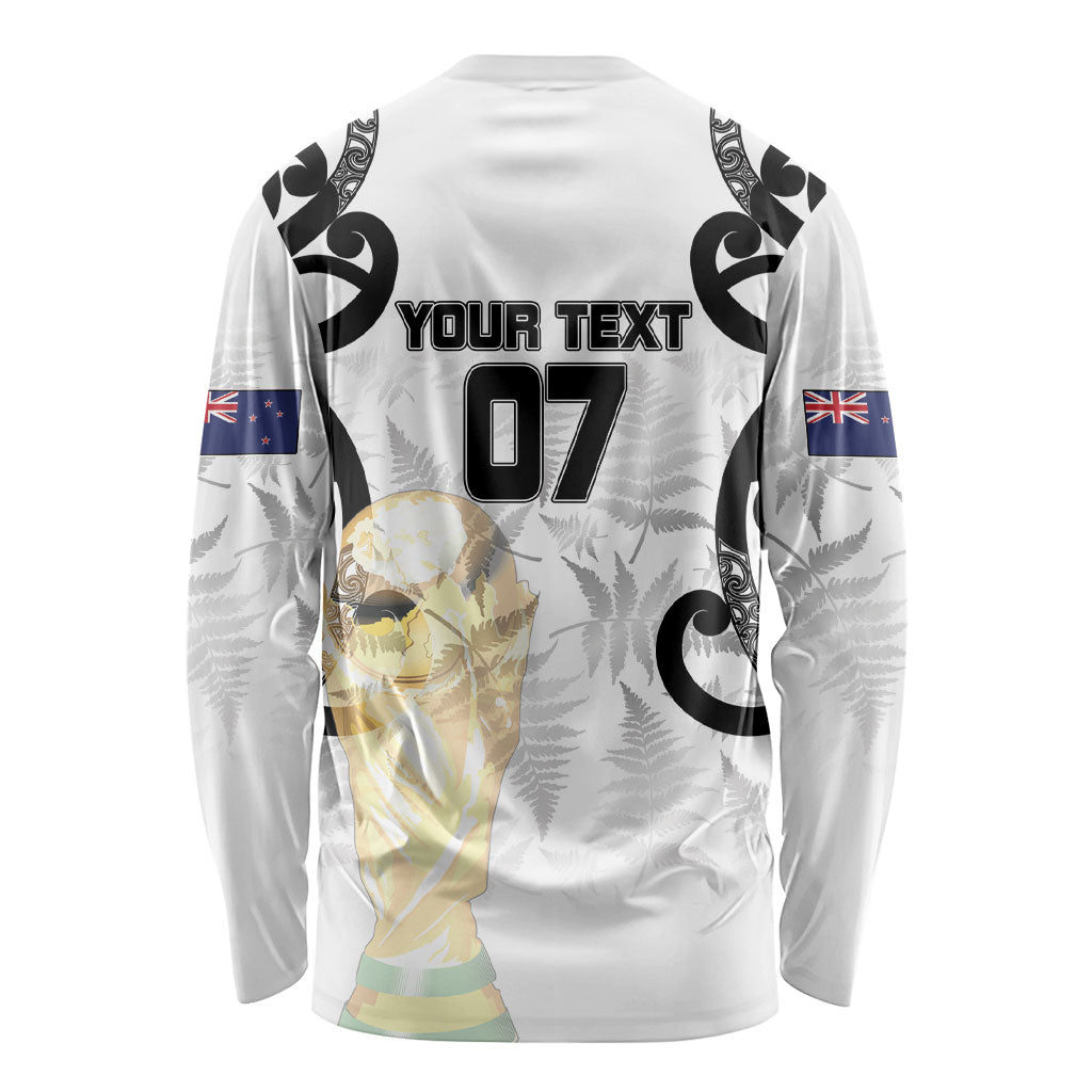 New Zealand WC2026 Custom White Long Sleeve Shirt Silver Fern