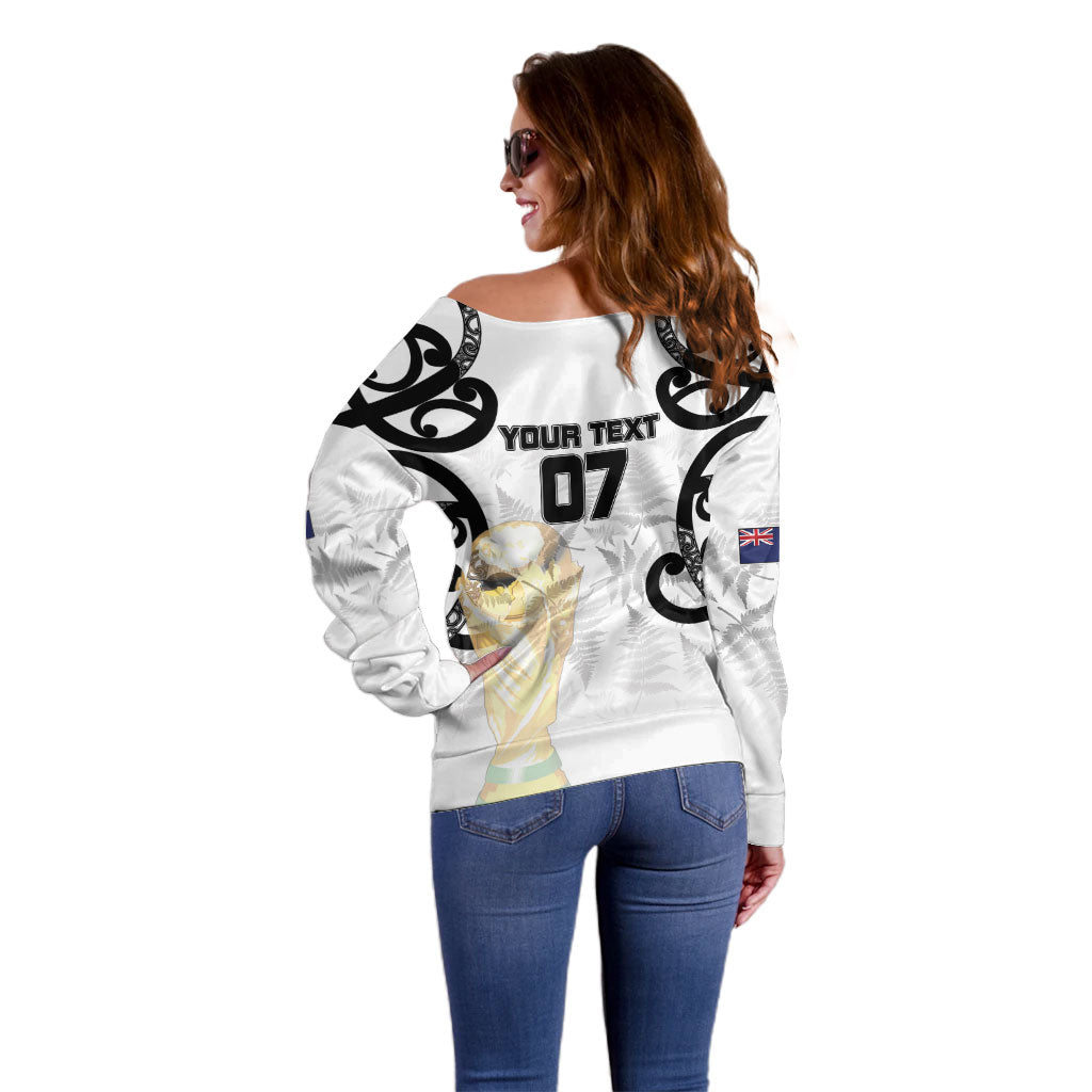 New Zealand WC2026 Custom White Off Shoulder Sweater Silver Fern