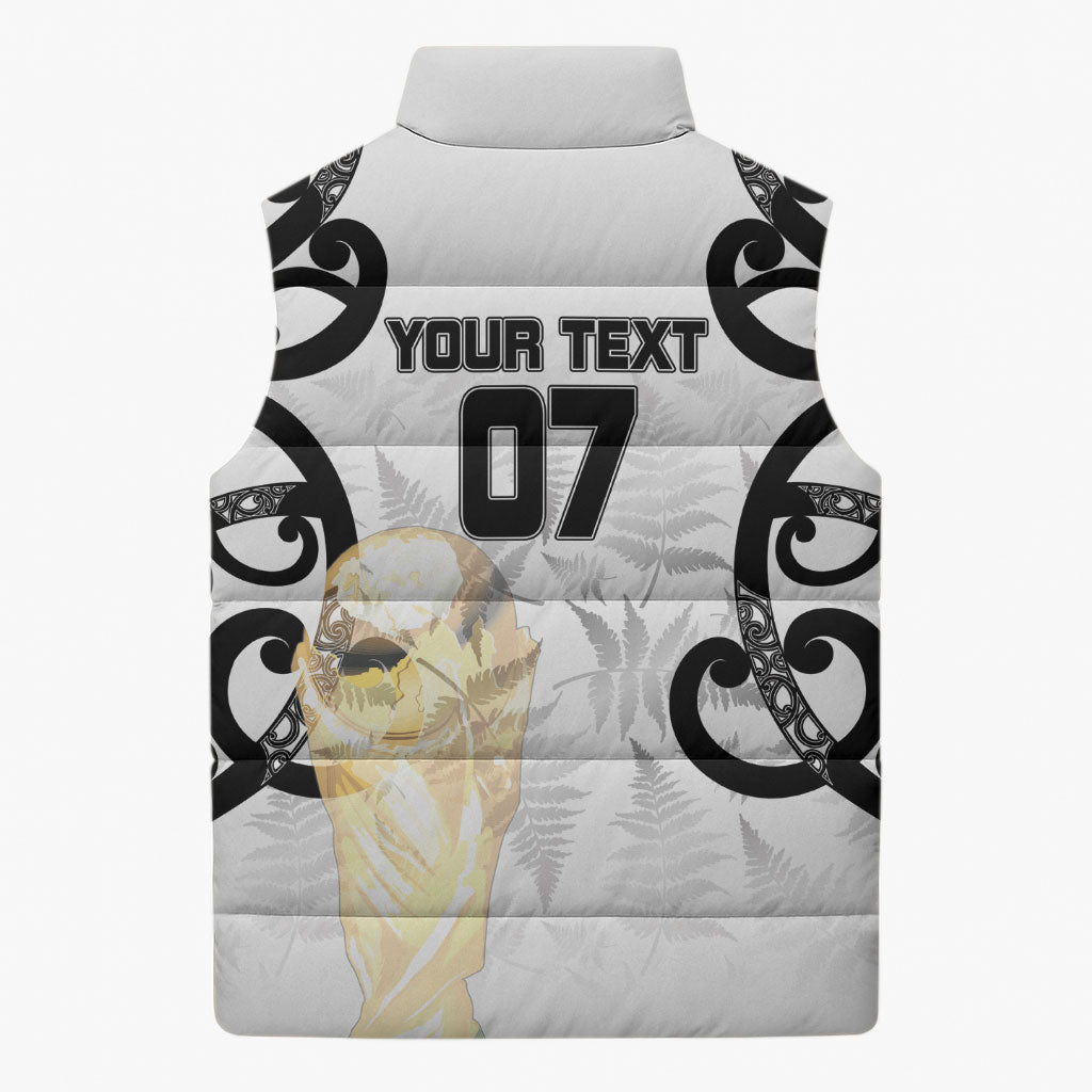 New Zealand WC2026 Custom White Sleeveless Puffer Jacket Silver Fern
