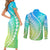 Polynesian Pride Couples Matching Short Sleeve Bodycon Dress and Long Sleeve Button Shirts Turtle Hibiscus Luxury Style - Gradient Blue LT7 - Wonder Print Shop