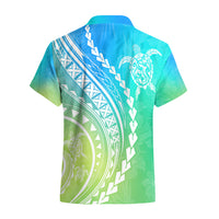 Polynesian Pride Hawaiian Shirt Turtle Hibiscus Luxury Style - Gradient Blue - Wonder Print Shop