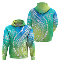 Polynesian Pride Hoodie Turtle Hibiscus Luxury Style - Gradient Blue - Wonder Print Shop