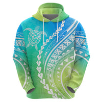 Polynesian Pride Hoodie Turtle Hibiscus Luxury Style - Gradient Blue - Wonder Print Shop