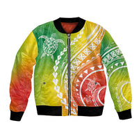 Polynesian Pride Bomber Jacket Turtle Hibiscus Luxury Style - Reggae LT7 - Wonder Print Shop
