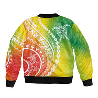 Polynesian Pride Bomber Jacket Turtle Hibiscus Luxury Style - Reggae LT7 - Wonder Print Shop