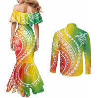 polynesian-pride-couples-matching-mermaid-dress-and-long-sleeve-button-shirts-turtle-hibiscus-luxury-style-reggae