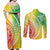 Polynesian Pride Couples Matching Off Shoulder Maxi Dress and Long Sleeve Button Shirts Turtle Hibiscus Luxury Style - Reggae LT7 - Wonder Print Shop